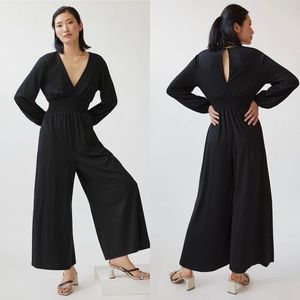 Anthropology Hutch Wide Leg V-Neck Black Jumpsuit